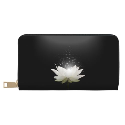 KLMELLMDE Geldbörse Herren Damen Lotusblume Bedrucktes Kartenetui Multi-Fach (mit Münzfach, Kreditkartenfächern, Geldscheinfach, weiß, Einheitsgröße, Modern von KLMELLMDE