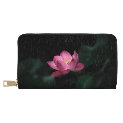 KLMELLMDE Geldbörse Herren Damen Lotusblume Bedrucktes Kartenetui Multi-Fach (mit Münzfach, Kreditkartenfächern, Geldscheinfach, weiß, Einheitsgröße, Modern von KLMELLMDE