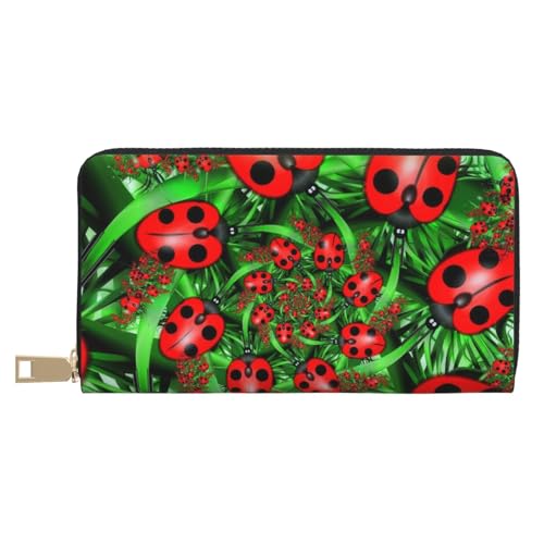 KLMELLMDE Geldbörse Herren Damen Rot Ladybug Bedrucktes Kartenetui Multi-Fach (mit Münzfach, Kreditkartenfächern, Geldscheinfach, weiß, Einheitsgröße, Modern von KLMELLMDE