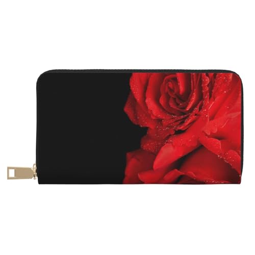 KLMELLMDE Geldbörse Herren Damen Rot Rose Bedrucktes Kartenetui Multi-Fach (mit Münzfach, Kreditkartenfächern, Geldscheinfach, weiß, Einheitsgröße, Modern von KLMELLMDE