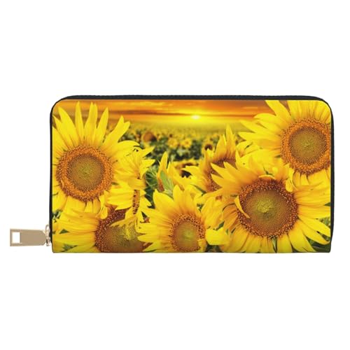 KLMELLMDE Geldbörse Herren Damen Sonnenblume Muster Brieftasche Bedrucktes Kartenetui Multi-Fach (mit Münzfach, Kreditkartenfächern, Geldscheinfach, weiß, Einheitsgröße, Modern von KLMELLMDE