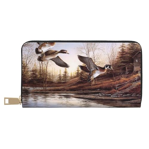 KLMELLMDE Geldbörse Herren Damen Stockente Ducks Geldbörse Bedrucktes Kartenetui Multi-Fach (mit Münzfach, Kreditkartenfächern, Geldscheinfach, weiß, Einheitsgröße, Modern von KLMELLMDE