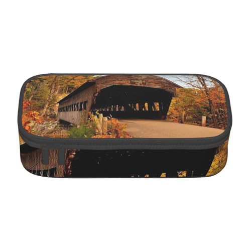 KLMELLMDE Große Kapazität Albany Covered Bridge Federmäppchen Organisieren Bleistiftbeutel Schule Bleistift Beutel Büro Schreibwaren Organizer Kosmetiktasche von KLMELLMDE