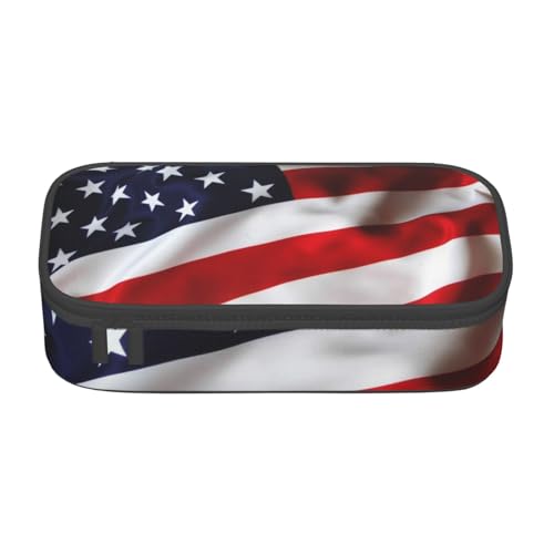 KLMELLMDE Große Kapazität Amerikanische Flagge Federmäppchen Organisieren Bleistiftbeutel Schule Bleistift Beutel Büro Schreibwaren Organizer Kosmetiktasche von KLMELLMDE