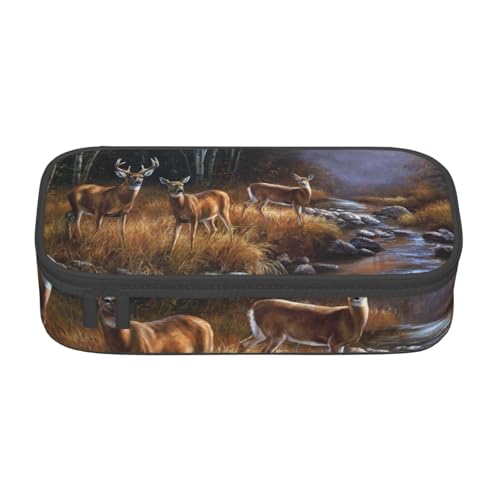 KLMELLMDE Große Kapazität Beauty Deer Federmäppchen Organisieren Bleistift Beutel Schule Bleistift Beutel Büro Schreibwaren Organizer Kosmetiktasche von KLMELLMDE