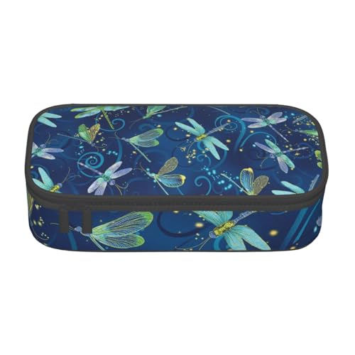 KLMELLMDE Große Kapazität Blau Libelle Federmäppchen Organisieren Bleistiftbeutel Schule Bleistift Beutel Büro Schreibwaren Organizer Kosmetiktasche von KLMELLMDE