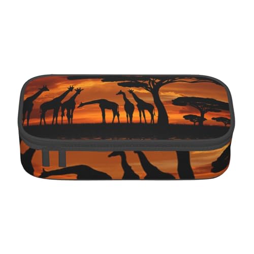 KLMELLMDE Große Kapazität Giraffe unter dem Baum in Afrika Federmäppchen Organisation Bleistiftbeutel Schule Bleistift Beutel Büro Schreibwaren Organizer Kosmetiktasche von KLMELLMDE