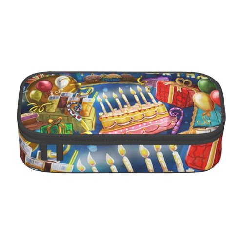 KLMELLMDE Große Kapazität Happy Birthday Federmäppchen Organisieren Bleistiftbeutel Schule Bleistift Beutel Büro Schreibwaren Organizer Kosmetiktasche von KLMELLMDE