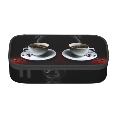 KLMELLMDE Große Kapazität Heißer Kaffee mit Kaffeebohnen Federmäppchen Organisieren Bleistiftbeutel Schule Bleistift Beutel Büro Schreibwaren Organizer Kosmetiktasche von KLMELLMDE