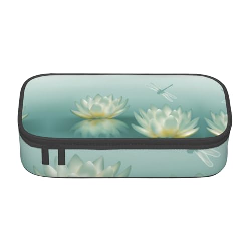 KLMELLMDE Große Kapazität Libelle mit Seerose Federmäppchen, Organisation Bleistiftbeutel, Schule Bleistiftbeutel, Büro Schreibwaren Organizer, Kosmetiktasche von KLMELLMDE