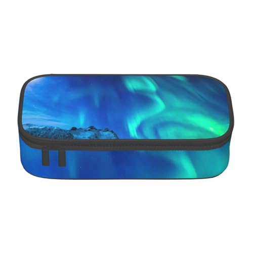 KLMELLMDE Große Kapazität Nordlichter Federmäppchen Organisation Bleistiftbeutel Schule Bleistift Beutel Büro Schreibwaren Organizer Kosmetiktasche von KLMELLMDE