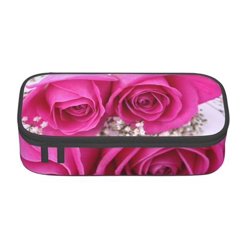 KLMELLMDE Große Kapazität Rosa Rose Federmäppchen Organisieren Bleistiftbeutel Schule Bleistift Beutel Büro Schreibwaren Organizer Kosmetiktasche von KLMELLMDE