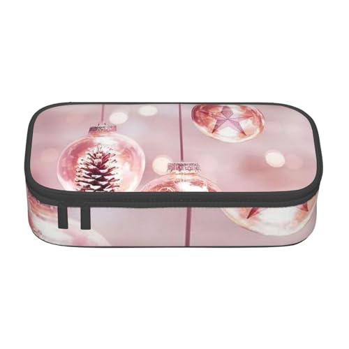 KLMELLMDE Große Kapazität Rosa Weihnachten Ball Federmäppchen Organisieren Bleistift Beutel Schule Bleistift Beutel Büro Schreibwaren Organizer Kosmetiktasche von KLMELLMDE