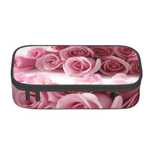 KLMELLMDE Große Kapazität Rose Federmäppchen Organisieren Bleistiftbeutel Schule Bleistift Beutel Büro Schreibwaren Organizer Kosmetiktasche von KLMELLMDE