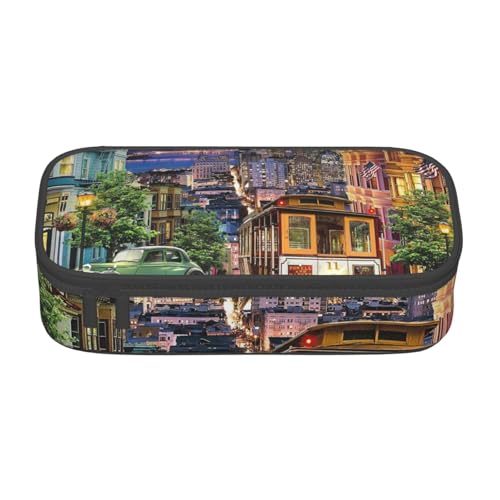 KLMELLMDE Große Kapazität San Francisco Federmäppchen, Organisation Bleistiftbeutel, Schule Bleistiftbeutel, Büro Schreibwaren Organizer, Kosmetiktasche von KLMELLMDE