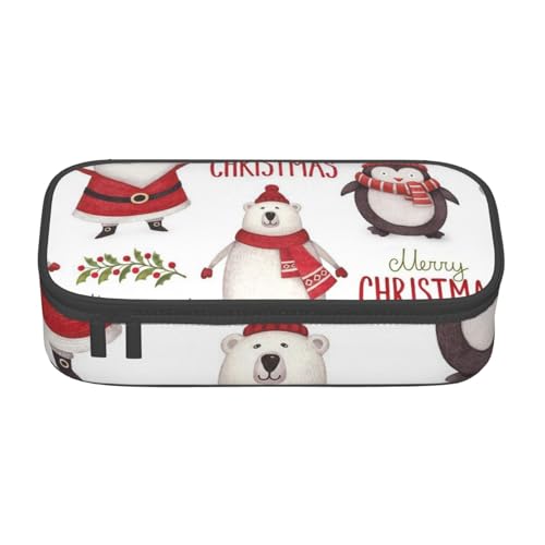KLMELLMDE Große Kapazität Weihnachten Santa Claus Federmäppchen Organisieren Bleistiftbeutel Schule Bleistift Beutel Büro Schreibwaren Organizer Kosmetiktasche von KLMELLMDE