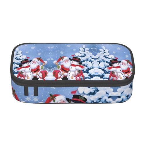 KLMELLMDE Große Kapazität Weihnachten Weihnachtsmann Schneemann Federmäppchen Organisieren Bleistiftbeutel Schule Bleistift Beutel Büro Schreibwaren Organizer Kosmetiktasche von KLMELLMDE