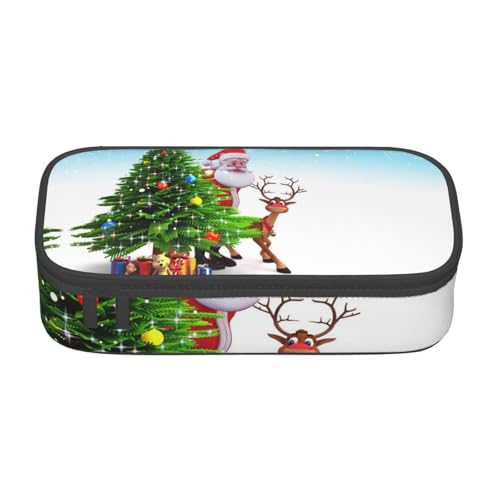 KLMELLMDE Große Kapazität Weihnachtsmann Weihnachtsbaum Federmäppchen Organisieren Bleistiftbeutel Schule Bleistift Beutel Büro Schreibwaren Organizer Kosmetiktasche von KLMELLMDE