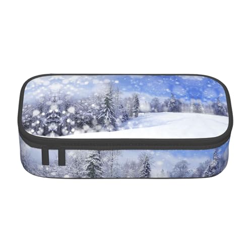 KLMELLMDE Große Kapazität Winter Landschaft Federmäppchen Organisieren Bleistift Beutel Schule Bleistift Beutel Büro Schreibwaren Organizer Kosmetiktasche von KLMELLMDE