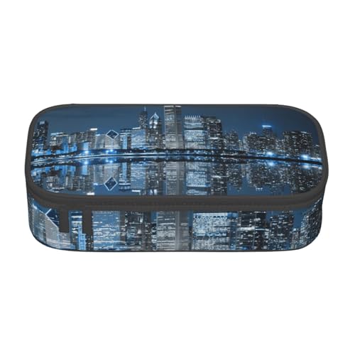 KLMELLMDE Großes Fassungsvermögen, Chicago reflektiertes Federmäppchen, Organisation von Bleistiftbeutel, Schul-Bleistifttasche, Büro-Schreibwaren-Organizer, Kosmetiktasche. von KLMELLMDE