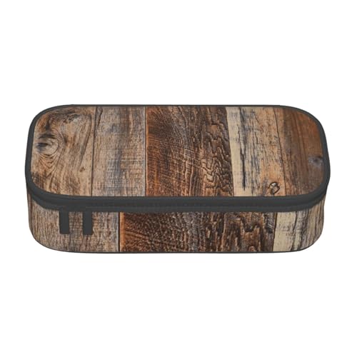 KLMELLMDE Großes Fassungsvermögen, braunes Holz-Federmäppchen, Organizer für Bleistifte, Schule, Büro, Schreibwaren, Kosmetiktasche. von KLMELLMDE