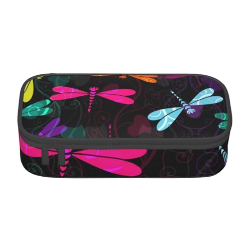 KLMELLMDE Großes Fassungsvermögen, niedliches Libellen-Federmäppchen, Organisierungs-Bleistifttasche, Schul-Bleistifttasche, Büro-Schreibwaren-Organizer, Kosmetiktasche. von KLMELLMDE