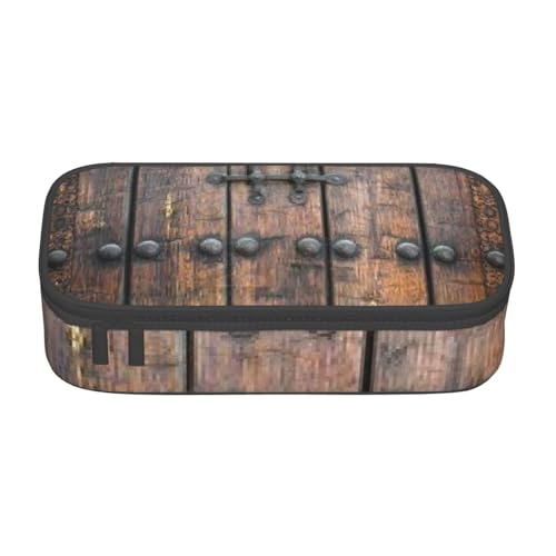 KLMELLMDE Großes Fassungsvermögen, rustikales Federmäppchen, Holztür-Federmäppchen, Organisation, Federmäppchen, Schul-Bleistifttasche, Büro-Schreibwaren-Organizer, Kosmetiktasche. von KLMELLMDE