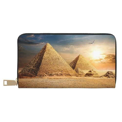 KLMELLMDE Herren Damen Ägyptische Pyramide in Wüste Geldbörse Bedrucktes Kartenetui Multi-Fach (mit Münzfach, Kreditkartenfächern, Geldscheinfach, weiß, Einheitsgröße, Modern von KLMELLMDE