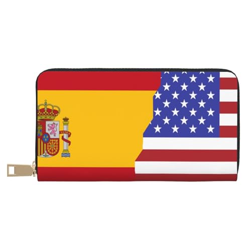 KLMELLMDE Herren Damen Amerikanische Spanien Flagge Geldbörse Bedrucktes Kartenetui Multi-Fach (mit Münzfach, Kreditkartenfächern, Geldscheinfach, weiß, Einheitsgröße, Modern von KLMELLMDE