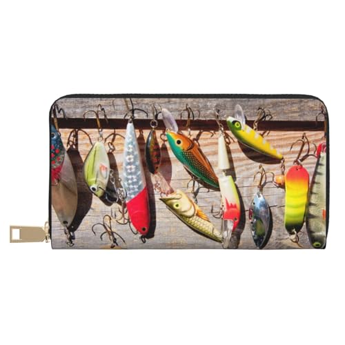 KLMELLMDE Herren Damen Angelköder Geldbörse Bedrucktes Kartenetui Multi-Fach (mit Münzfach, Kreditkartenfächern, Geldscheinfach, weiß, Einheitsgröße, Modern von KLMELLMDE