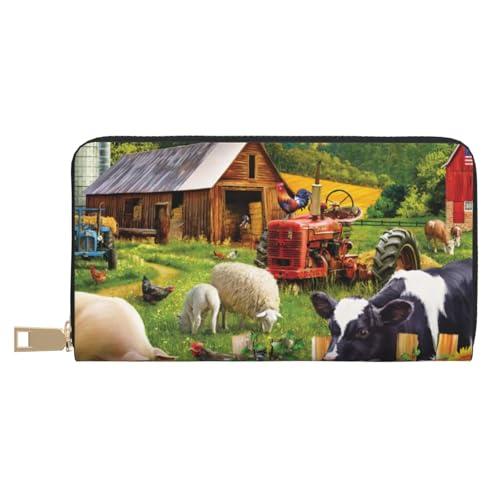 KLMELLMDE Herren Damen Bauernhof Tiere Geldbörse Bedrucktes Kartenetui Multi-Fach (mit Münzfach, Kreditkartenfächern, Geldscheinfach, weiß, Einheitsgröße, Modern von KLMELLMDE