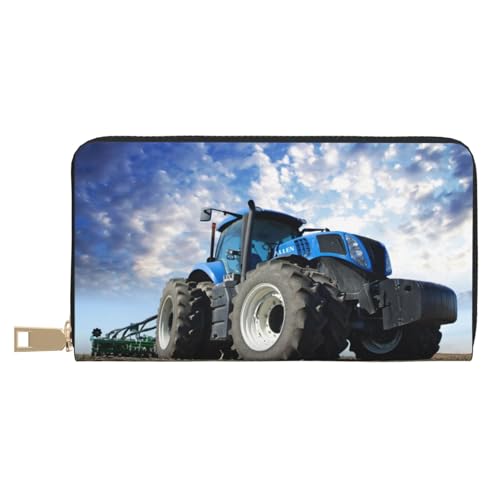 KLMELLMDE Herren Damen Bauernhof Traktor Geldbörse Bedrucktes Kartenetui Multi-Fach (mit Münzfach, Kreditkartenfächern, Geldscheinfach, weiß, Einheitsgröße, Modern von KLMELLMDE