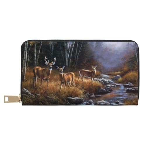KLMELLMDE Herren Damen Beauty Deer Wallet Bedrucktes Kartenetui Multi-Fach (mit Münzfach, Kreditkartenfächern, Geldscheinfach, weiß, Einheitsgröße, Modern von KLMELLMDE