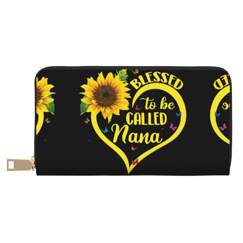 KLMELLMDE Herren Damen Blessed to Be Called Sunflower Wallet Bedrucktes Kartenetui Multi-Fach (mit Münzfach, Kreditkartenfächern, Geldscheinfach, weiß, Einheitsgröße, Modern von KLMELLMDE