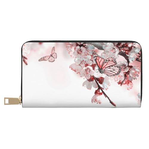 KLMELLMDE Herren Damen Blumen Schmetterling Geldbörse Bedrucktes Kartenetui Multi-Fach (mit Münzfach, Kreditkartenfächern, Geldscheinfach, weiß, Einheitsgröße, Modern von KLMELLMDE
