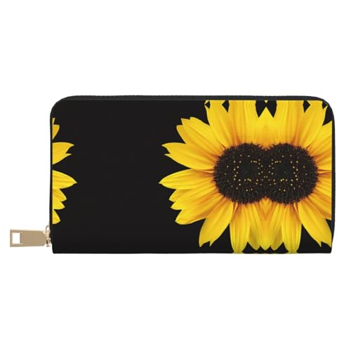 KLMELLMDE Herren Damen Blumen Sonnenblume Geldbörse Bedrucktes Kartenetui Multi-Fach (mit Münzfach, Kreditkartenfächern, Geldscheinfach, weiß, Einheitsgröße, Modern von KLMELLMDE