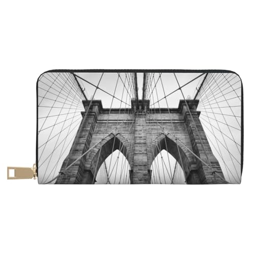 KLMELLMDE Herren Damen Brooklyn Bridge Geldbörse Bedrucktes Kartenetui Multi-Fach (mit Münzfach, Kreditkartenfächern, Geldscheinfach, weiß, Einheitsgröße, Modern von KLMELLMDE