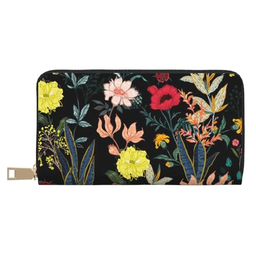 KLMELLMDE Herren Damen Bunte Boho Floral Wallet Bedrucktes Kartenetui Multi-Fach (mit Münzfach, Kreditkartenfächern, Geldscheinfach, weiß, Einheitsgröße, Modern von KLMELLMDE