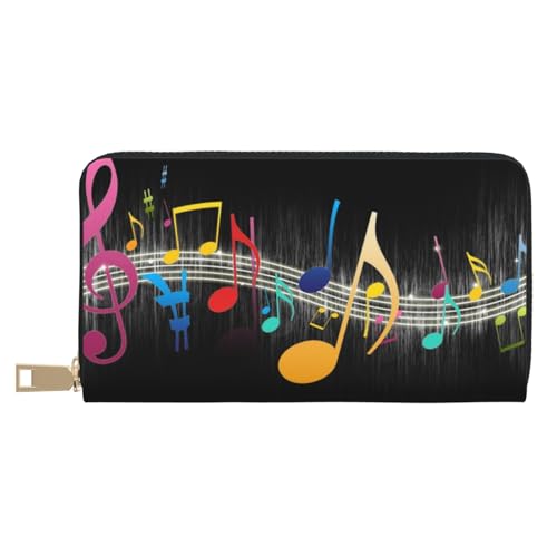 KLMELLMDE Herren Damen Bunte Musiknoten Geldbörse Bedrucktes Kartenetui Multi-Fach (mit Münzfach, Kreditkartenfächern, Geldscheinfach, weiß, Einheitsgröße, Modern von KLMELLMDE