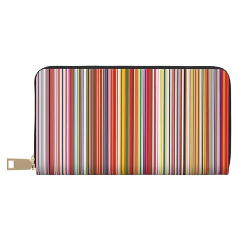 KLMELLMDE Herren Damen Bunte Streifen Geldbörse Bedrucktes Kartenetui Multi-Fach (mit Münzfach, Kreditkartenfächern, Geldscheinfach, weiß, Einheitsgröße, Modern von KLMELLMDE