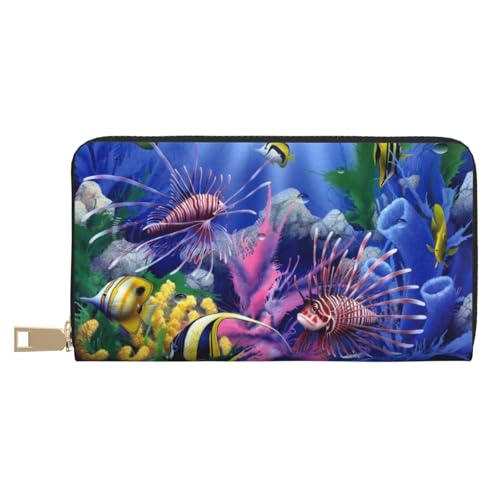 KLMELLMDE Herren Damen Bunte Tropische Seefisch Geldbörse Bedrucktes Kartenetui Multi-Fach (mit Münzfach, Kreditkartenfächern, Geldscheinfach, weiß, Einheitsgröße, Modern von KLMELLMDE