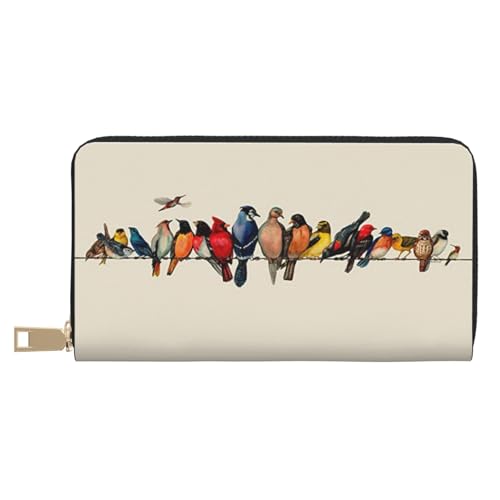 KLMELLMDE Herren Damen Bunte Vogel Geldbörse Bedrucktes Kartenetui Multi-Fach (mit Münzfach, Kreditkartenfächern, Geldscheinfach, weiß, Einheitsgröße, Modern von KLMELLMDE