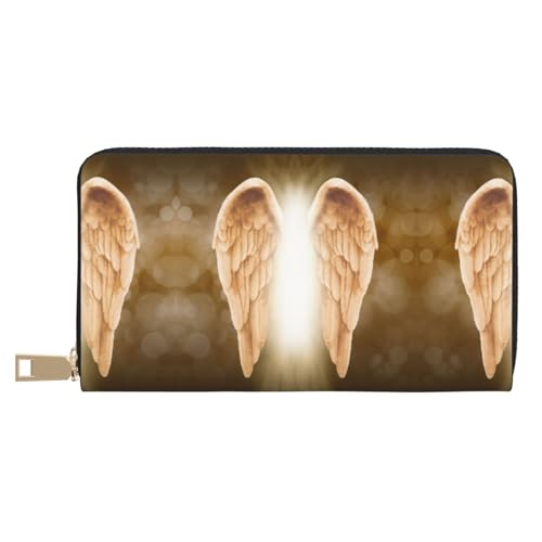 KLMELLMDE Herren Damen Engelsflügel Geldbörse Bedrucktes Kartenetui Multi-Fach (mit Münzfach, Kreditkartenfächern, Geldscheinfach, weiß, Einheitsgröße, Modern von KLMELLMDE