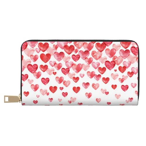 KLMELLMDE Herren Damen Falling Red Hearts Wallet Bedrucktes Kartenetui Multi-Fach (mit Münzfach, Kreditkartenfächern, Geldscheinfach, weiß, Einheitsgröße, Modern von KLMELLMDE
