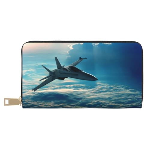 KLMELLMDE Herren Damen Flugzeug Fighter Jets Geldbörse Bedrucktes Kartenetui Multi-Fach (mit Münzfach, Kreditkartenfächern, Geldscheinfach, weiß, Einheitsgröße, Modern von KLMELLMDE