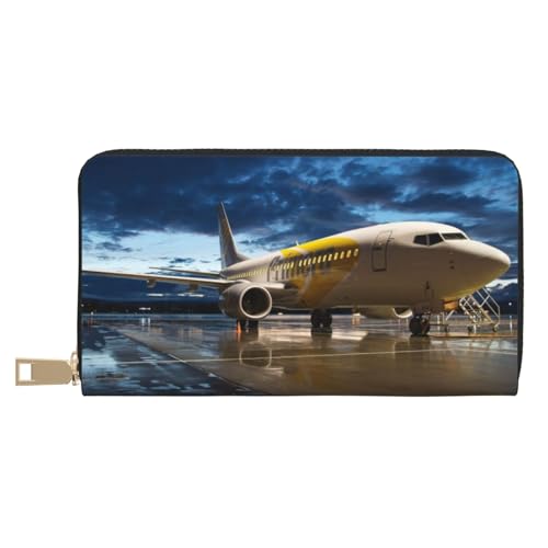 KLMELLMDE Herren Damen Flugzeug im Abendlicht Geldbörse Bedrucktes Kartenetui Multi-Fach (mit Münzfach, Kreditkartenfächern, Geldscheinfach, weiß, Einheitsgröße, Modern von KLMELLMDE