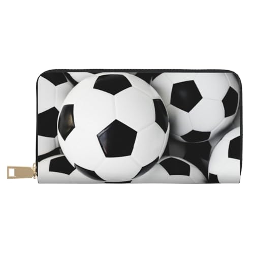 KLMELLMDE Herren Damen Fußball Geldbörse Bedrucktes Kartenetui Multi-Fach (mit Münzfach, Kreditkartenfächern, Geldscheinfach, weiß, Einheitsgröße, Modern von KLMELLMDE