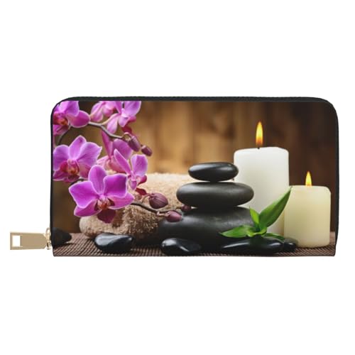 KLMELLMDE Herren Damen Geldbörse Zen Stone Wallet Bedrucktes Kartenetui Multi-Fach (mit Münzfach, Kreditkartenfächern, Geldscheinfach, weiß, Einheitsgröße, Modern von KLMELLMDE