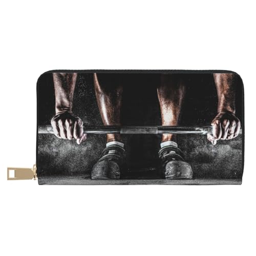 KLMELLMDE Herren Damen Gewichtheben Sport Geldbörse Bedrucktes Kartenetui Multi-Fach (mit Münzfach, Kreditkartenfächern, Geldscheinfach, weiß, Einheitsgröße, Modern von KLMELLMDE