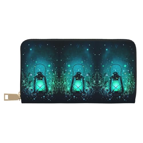 KLMELLMDE Herren Damen Glühwürmchen und Laterne Geldbörse Bedrucktes Kartenetui Multi-Fach (mit Münzfach, Kreditkartenfächern, Geldscheinfach, weiß, Einheitsgröße, Modern von KLMELLMDE
